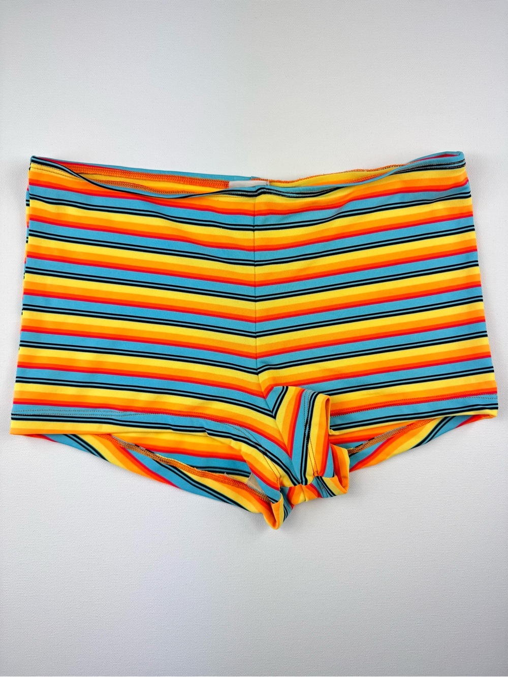 Vintage Catalina Striped Rainbow Swim Shorts Hot Pants Bikini Bottom 70s Retro